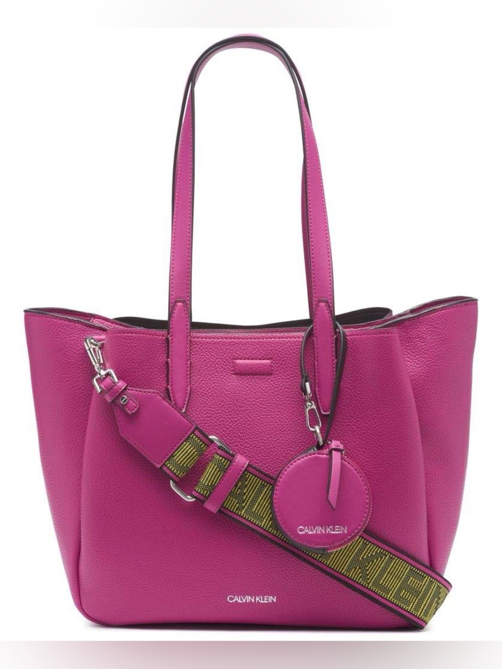 Calvin Klein Pebble Leather Tote with Branded Strap and Coin Purse